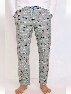 New Jockey Men XL Ultra Soft Lounge Pajama Pants Gray Penguins Holiday Christmas